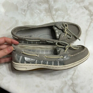 Sperry Grey & Silver Top-Sider Boat Shoes Women's Size 6